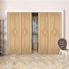 Minimalist Wardrobe Door & Frame Kit - Four Reims Diamond 5 Panel Oak Door - Prefinished