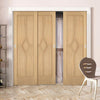 Minimalist Wardrobe Door & Frame Kit - Three Reims Diamond 5 Panel Oak Door - Prefinished