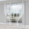 Double Glass Sliding Door - Solaris Tubular Stainless Steel Sliding Track & Reston 8mm Clear Glass - Obscure Printed Design