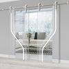 Double Glass Sliding Door - Solaris Tubular Stainless Steel Sliding Track & Reston 8mm Clear Glass - Obscure Printed Design