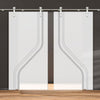 Double Glass Sliding Door - Solaris Tubular Stainless Steel Sliding Track & Reston 8mm Obscure Glass - Obscure Printed Design