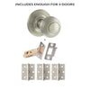 Four Pack Ripon Reeded Old English Mortice Knob Satin Nickel Combo Handle Pack