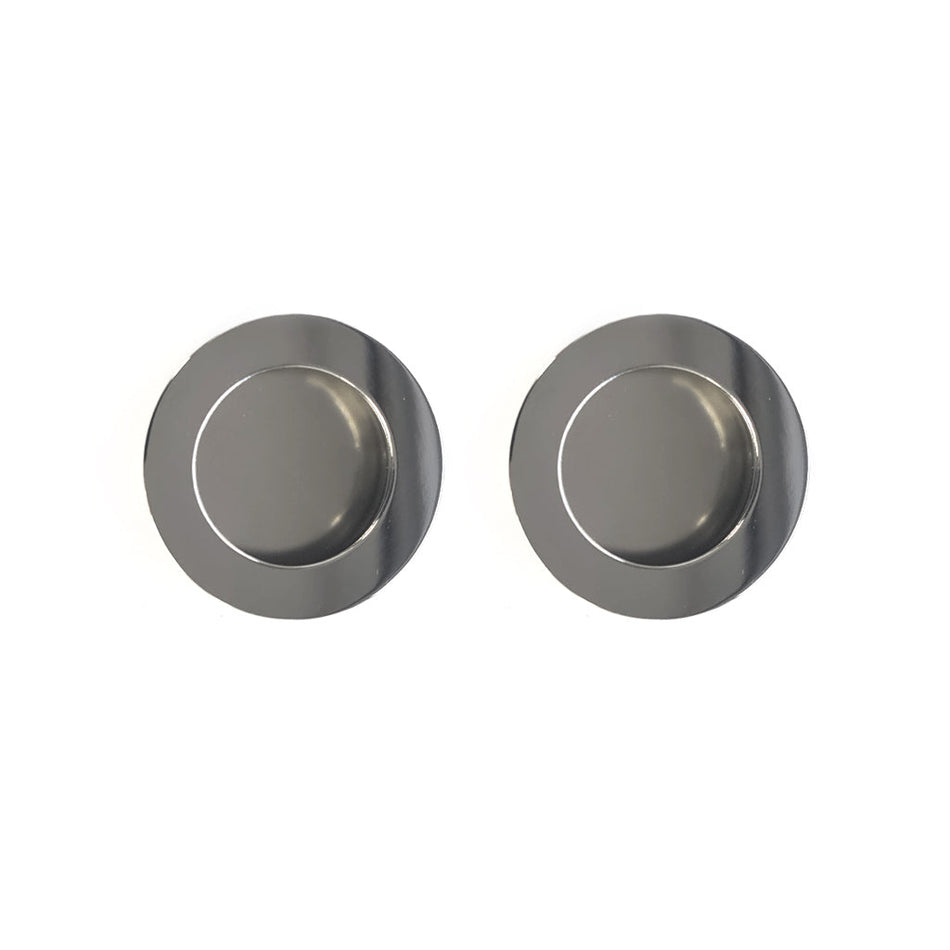 Anniston 50mm Sliding Door Round Flush Pulls Pair and Single Finger Pull  - Polished Stainless Steel
