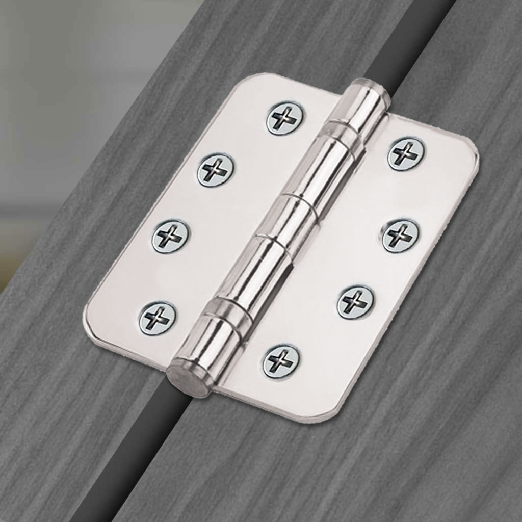 One Pair of Cratus Exterior Polished Stainless Steel Radius Cornered Ball Bearing Hinges - 102x75x3mm