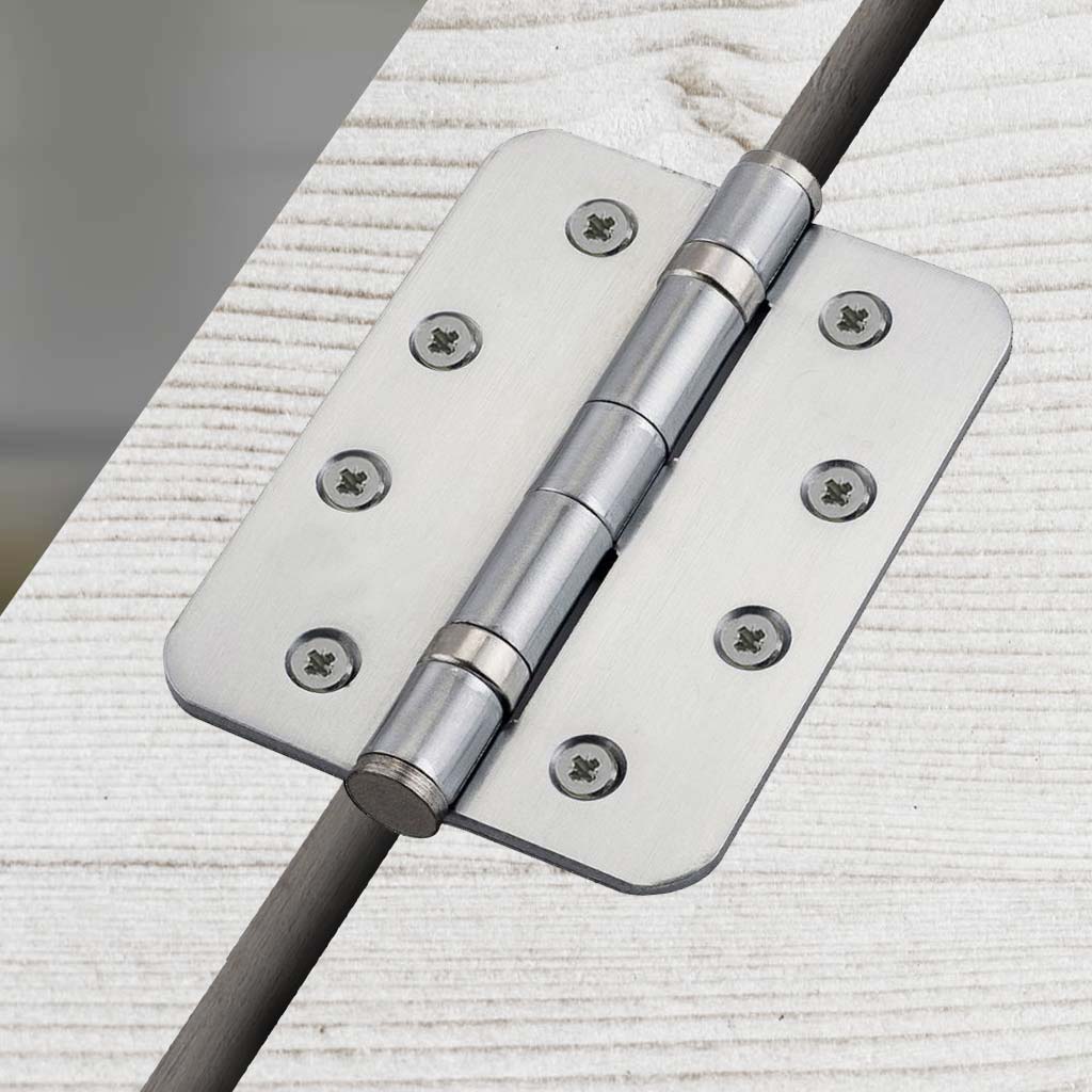 One Pair of Cratus Exterior Satin Stainless Steel Radius Cornered Ball Bearing Hinges - 102x75x3mm