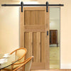 Single Sliding Door & Black Barn Track - Rustic 1930 DX Shaker Oak Door - Prefinished