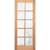 Top Mounted Stainless Steel Sliding Track & Door - SA 10 Pane White Oak Door - Clear Glass - Unfinished