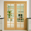 SA 10 Pane Oak Internal Door Pair - Clear Glass - Unfinished