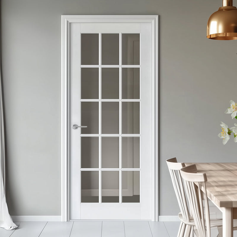 SA 15 Pane Internal Door - Clear Glass - White Primed