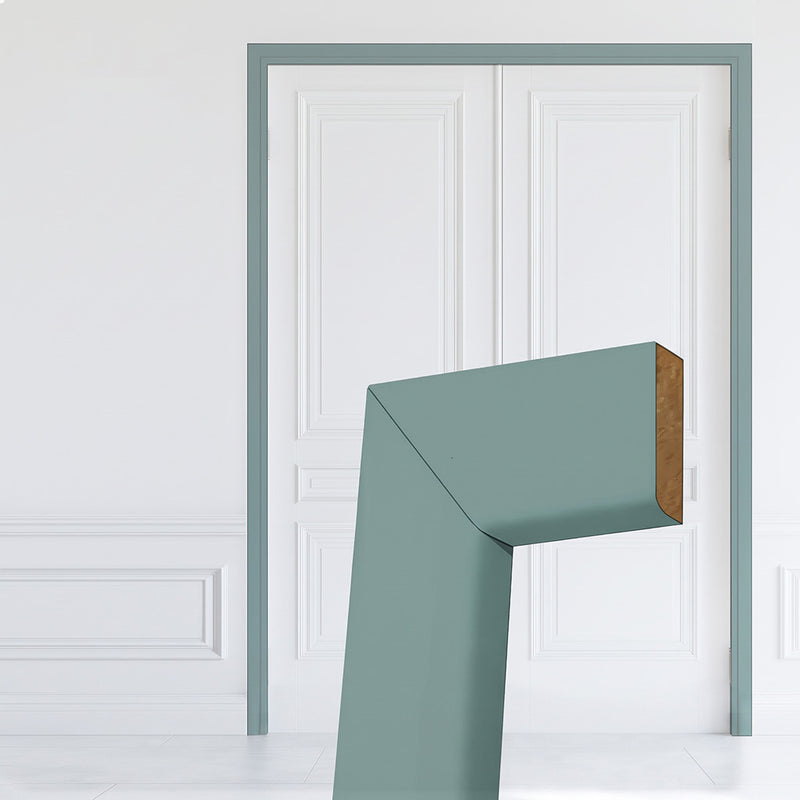 Made to Size Thruframe Interior Sage Sky Primed Door Lining Frame and Simple Architrave Set - Suits Double Fire Doors