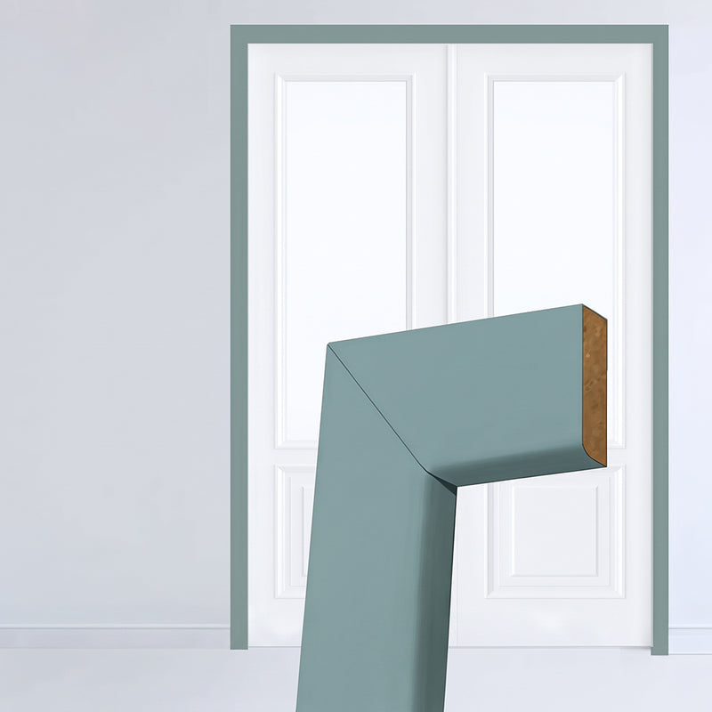 Made to Size Thruframe Interior Sage Sky Primed Door Lining Frame and Simple Architrave Set - Suits Double Doors