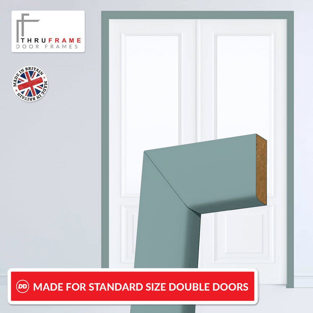 Thruframe door frames, specifically designed for standard size double doors and manufactured in Britain