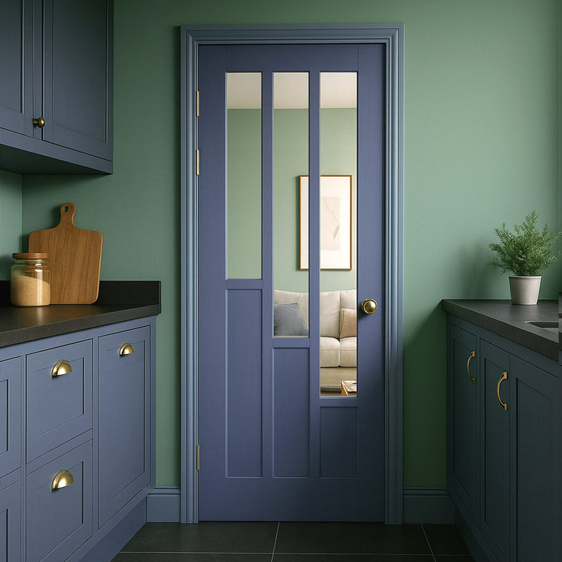 UK Made to Measure - Elston Interior Door - Clear Glass - Premium Primed - 7 Colour Options