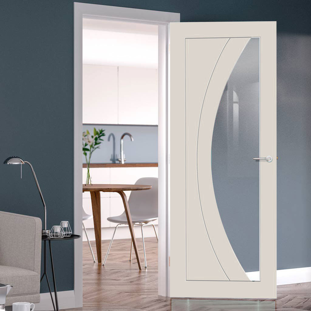 Prefinished Salerno Fire Door - Clear Glass - Choose Your Colour
