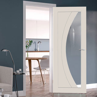 Image: Prefinished Salerno Fire Door - Clear Glass - Choose Your Colour