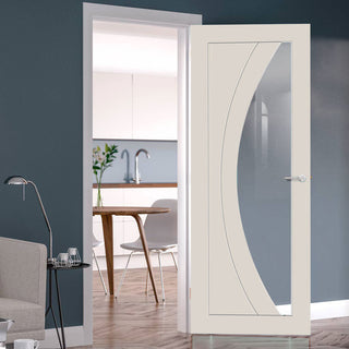 Image: Prefinished Salerno Fire Door - Clear Glass - Choose Your Colour