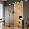 Top Mounted Stainless Steel Sliding Track & Door - Salerno Oak Flush Door - Unfinished