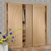 Minimalist Wardrobe Door & Frame Kit - Three Salerno Oak Flush Doors - Prefinished