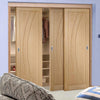 Minimalist Wardrobe Door & Frame Kit - Three Salerno Oak Flush Doors - Unfinished
