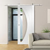 Top Mounted Stainless Steel Sliding Track & Door - Salerno Door - Clear Glass - White Primed