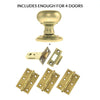 Four Pack Harrogate Mushroom Old English Mortice Knob Satin Brass Combo Handle Pack