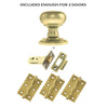 Two Pack Harrogate Mushroom Old English Mortice Knob Satin Brass Combo Handle Pack