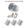 Four Pack Ripon Reeded Old English Mortice Knob Satin Chrome Combo Handle Pack