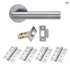 Monroe Door Lever Handle Pack - 4 Square Hinges - Satin Stainless Steel