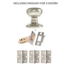 Three Pack Harrogate Mushroom Old English Mortice Knob Satin Nickel  Combo Handle Pack