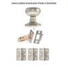 Four Pack Harrogate Mushroom Old English Mortice Knob Satin Nickel  Combo Handle Pack