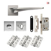 Zenith Door Lever Bathroom Handle Pack - 3 Radius Cornered Hinges - Satin Finish