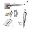 Zenith Double Door Lever Handle Pack - 8 Square Hinges - Satin Finish - Combo Handle and Accessory Pack