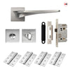 Zenith Door Lever Bathroom Handle Pack - 4 Square Hinges - Satin Finish