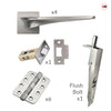 Zenith Double Door Lever Handle Pack - 6 Radius Cornered Hinges - Satin Finish - Combo Handle and Accessory Pack