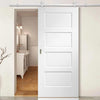 Top Mounted Stainless Steel Sliding Track & Door - Severo White 4 Panel Door - Prefinished