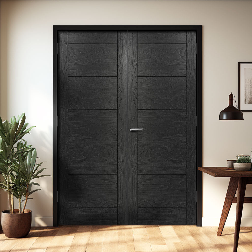 Seville Brushed Black Oak Internal Door Pair - Prefinished – Direct Doors