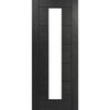 Seville Brushed Black Oak Internal Door Pair - Prefinished - Clear Glass