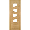 Top Mounted Stainless Steel Sliding Track & Seville 4LS Glazed Oak Double Door - Irregular Glass Panes - Prefinished