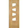 Top Mounted Stainless Steel Sliding Track & Seville 4LS Glazed Oak Door - Irregular Glass Panes - Prefinished