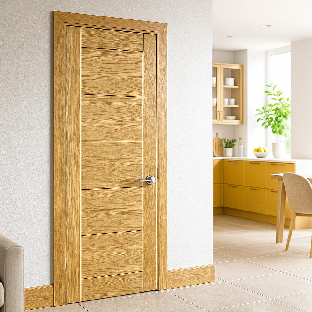Seville Oak Panel Fire Internal Door - 1 Hour Fire Rated - Prefinished
