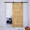 Single Sliding Door & Black Barn Track - Seville Oak Panel Door - Prefinished