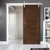 Single Sliding Door & Stainless Barn Steel Track - Seville Walnut Prefinished Door