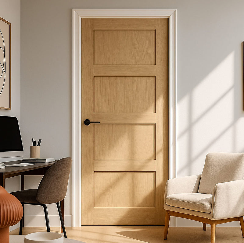 Valdor - Shaker 4 Panel Oak Internal Door - Unfinished