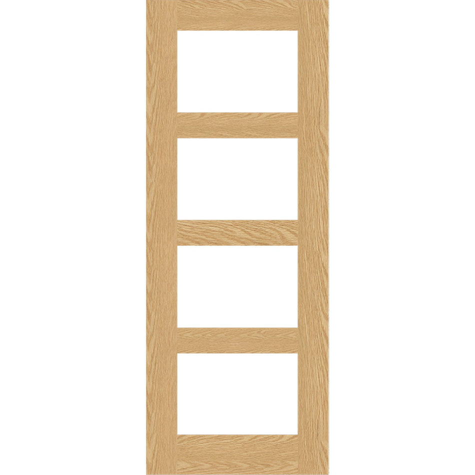 Valdor - Shaker Oak Internal Door - Clear Glass - Unfinished