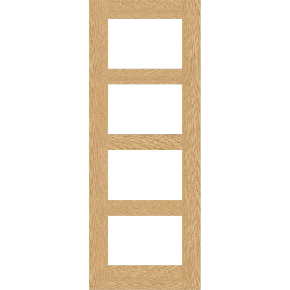 Valdor - Shaker Oak Internal Door Pair - Clear Glass - Unfinished