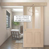 Single Sliding Door & Wall Track - Malton Oak Shaker 2 Pane & 2 Pane Door - Clear Glass