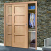 Minimalist Wardrobe Door & Frame Kit - Two Shaker Oak 4 Panel Door - Prefinished