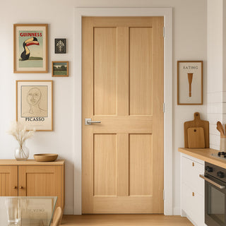 Image: Friendly Value - Victorian 4 Panel Oak Shaker Internal Door - Unfinished