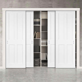 Image: Minimalist Wardrobe Door & Frame Kit - Four Victorian Shaker 4 Panel Door - White Primed