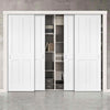 Minimalist Wardrobe Door & Frame Kit - Four Victorian Shaker 4 Panel Door - White Primed